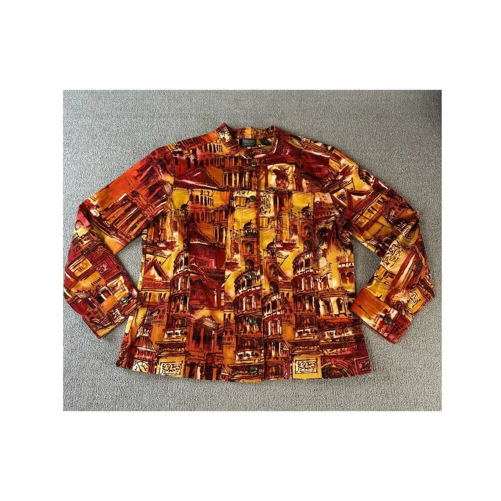 Additions by Chicos Jacket Architectural Print Rustic Art‎ Deco Size XL